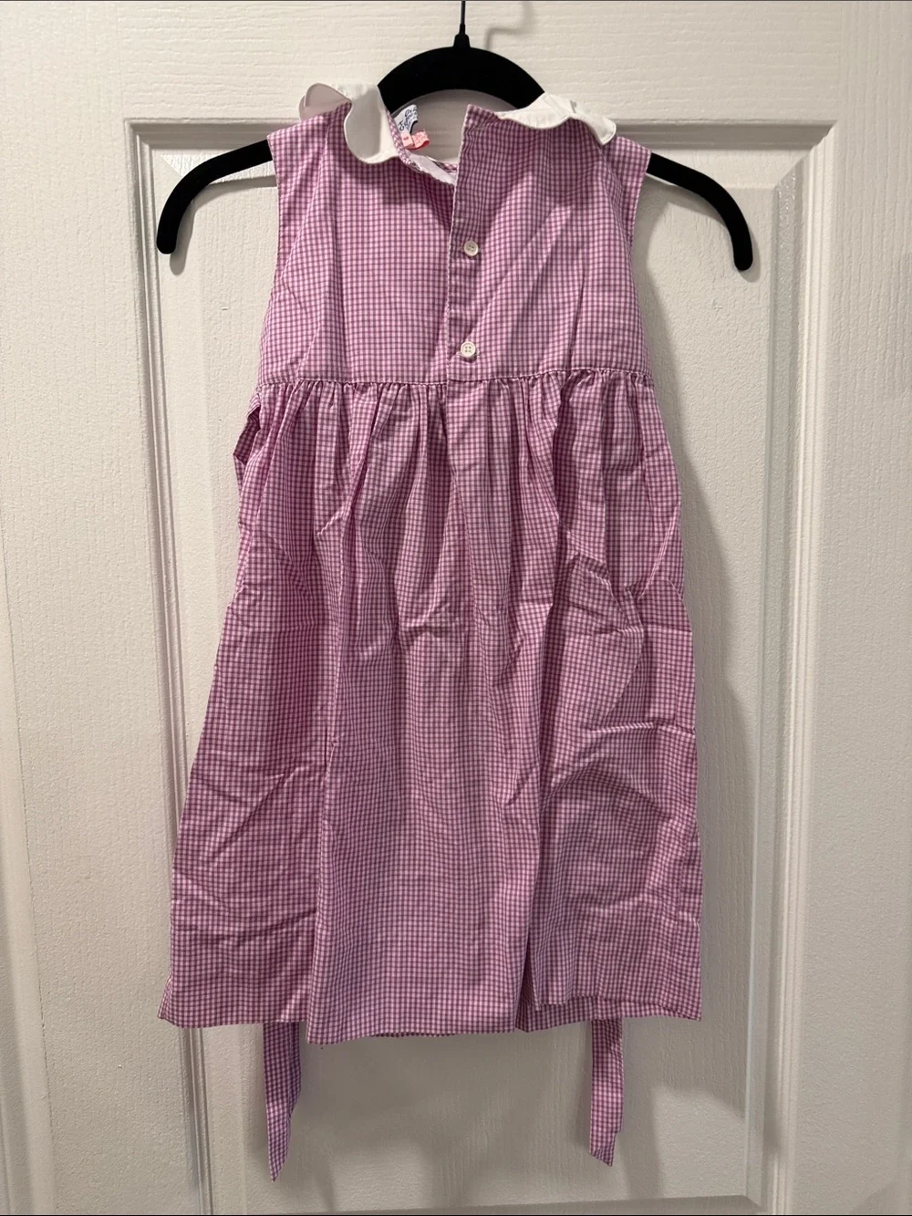 Orient Express Lavender Gingham Smocked Dress with White Collar Size 4